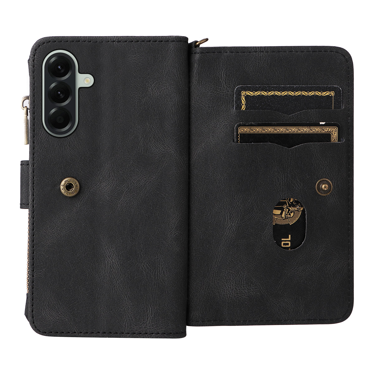 For Samsung Galaxy A57 5G Zipper Wallet Case with 15 Card Slots and Strap Leather Phone Cover