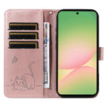 For Samsung Galaxy A57 5G Case Cat Pattern Imprint Leather Phone Cover with Wrist Strap