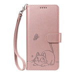 For Samsung Galaxy A57 5G Case Cat Pattern Imprint Leather Phone Cover with Wrist Strap