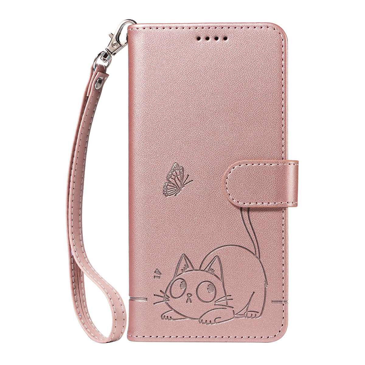 For Samsung Galaxy A57 5G Case Cat Pattern Imprint Leather Phone Cover with Wrist Strap