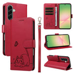 For Samsung Galaxy A57 5G Case Cat Pattern Imprint Leather Phone Cover with Wrist Strap