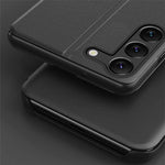 For Samsung Galaxy S23 PU Leather Phone Case View Window Flip Stand Case Anti-Scratch Protective Case