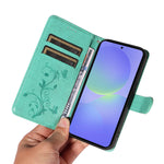 For Samsung Galaxy A37 5G PU Leather Cases Flower Pattern Wallet Stand Phone Cover with Strap