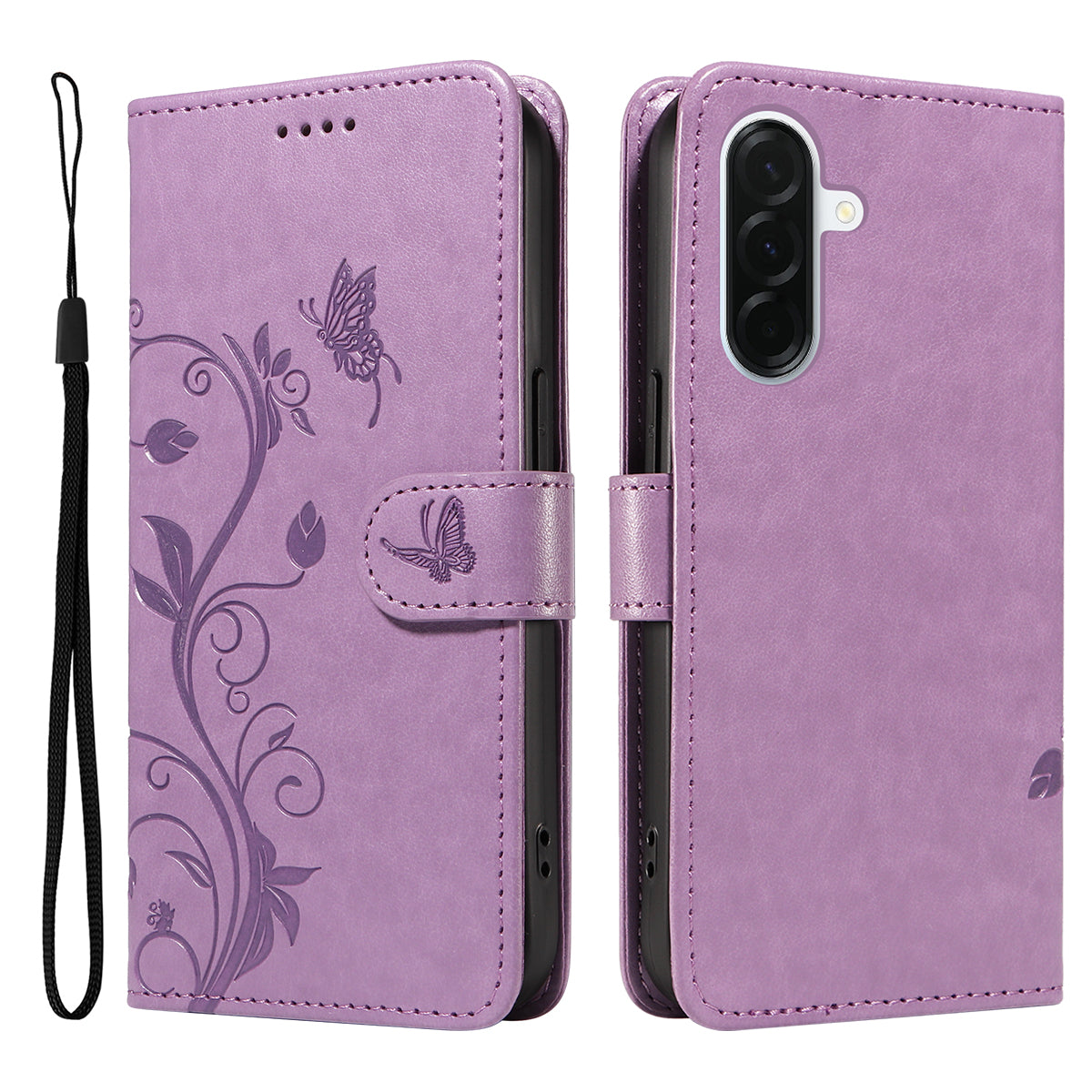 For Samsung Galaxy A37 5G PU Leather Cases Flower Pattern Wallet Stand Phone Cover with Strap