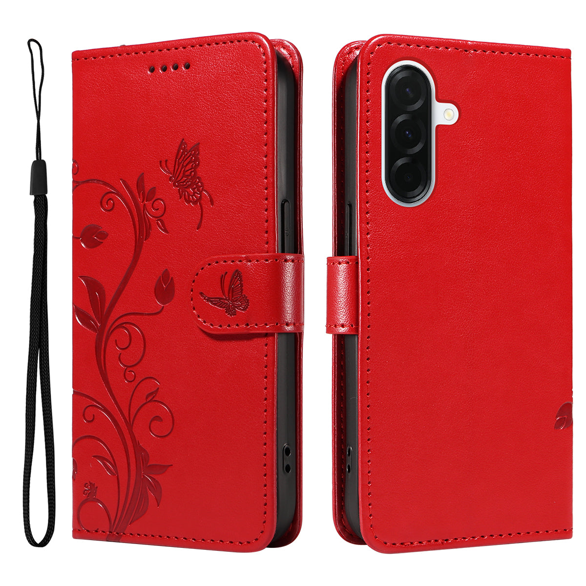 For Samsung Galaxy A37 5G PU Leather Cases Flower Pattern Wallet Stand Phone Cover with Strap
