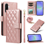 For Samsung Galaxy A37 5G Wallet Case Rhombus Leather Phone Cover with Strap