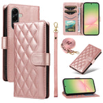 For Samsung Galaxy A57 5G Wallet Case Rhombus Leather Phone Cover with Strap