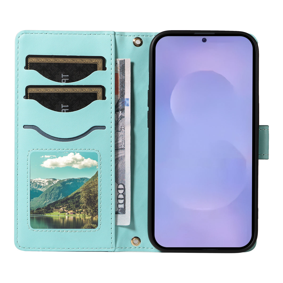 For Samsung Galaxy S26+ Wallet Case Rhombus Leather Phone Cover with Strap