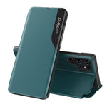 PU Leather Phone Case for Samsung Galaxy S23 Ultra Protective Case Anti-Fall View Window Folio Flip Cover with Stand