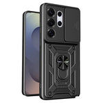 AMORUS-cover til Samsung Galaxy S26 Ultra, PC + TPU-mobilcover med stativ og kameralinsedæksel