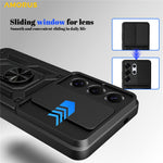 AMORUS-cover til Samsung Galaxy S26 Ultra, PC + TPU-mobilcover med stativ og kameralinsedæksel