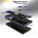 AMORUS-cover til Samsung Galaxy S26 Ultra, PC + TPU-mobilcover med stativ og kameralinsedæksel