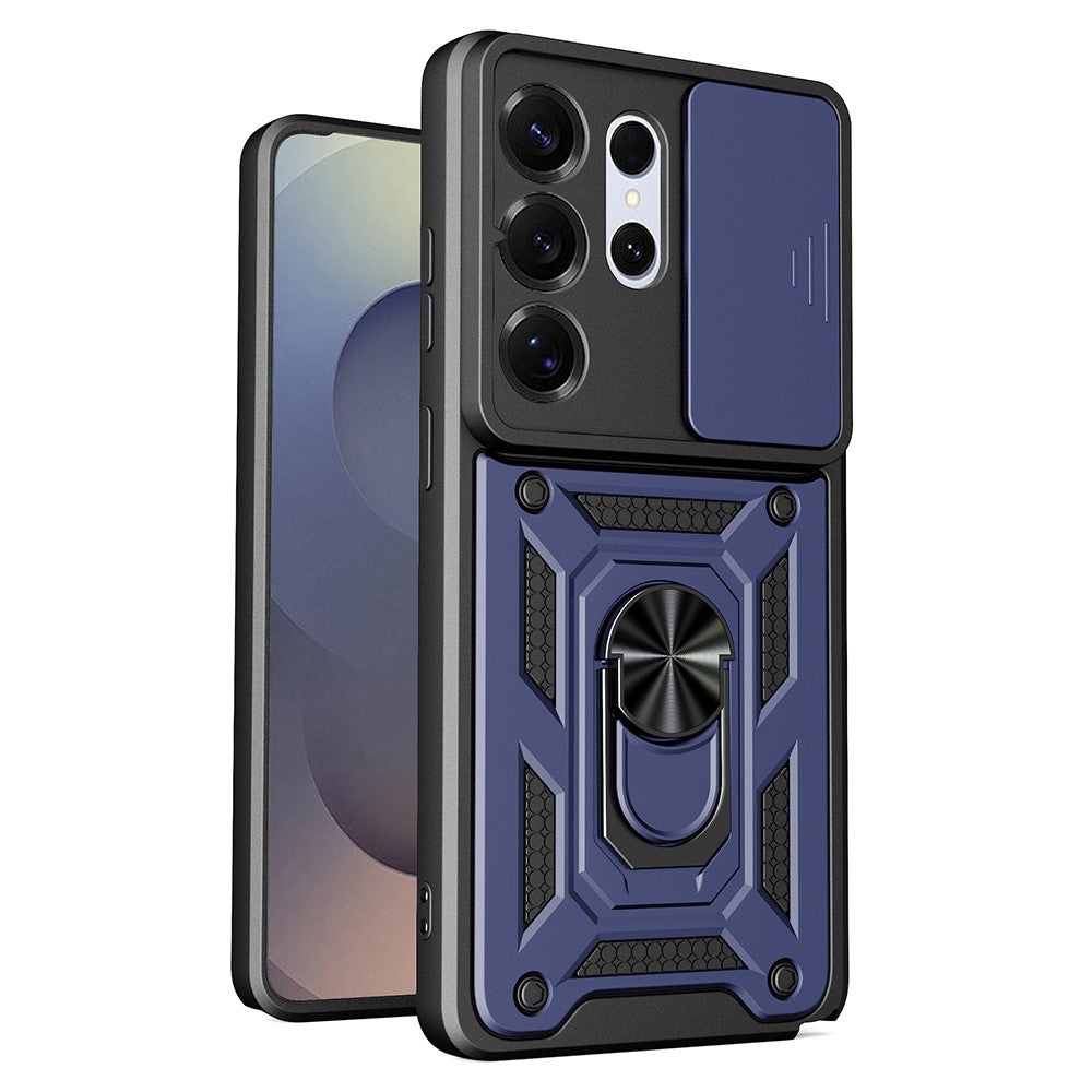 AMORUS-cover til Samsung Galaxy S26 Ultra, PC + TPU-mobilcover med stativ og kameralinsedæksel