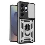 AMORUS-cover til Samsung Galaxy S26 Ultra, PC + TPU-mobilcover med stativ og kameralinsedæksel