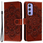 Til Samsung Galaxy A37 5G Etui PU Læder Mandala Præget Design Pung Telefoncover med Håndrem