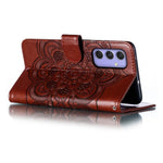 Til Samsung Galaxy A37 5G Etui PU Læder Mandala Præget Design Pung Telefoncover med Håndrem