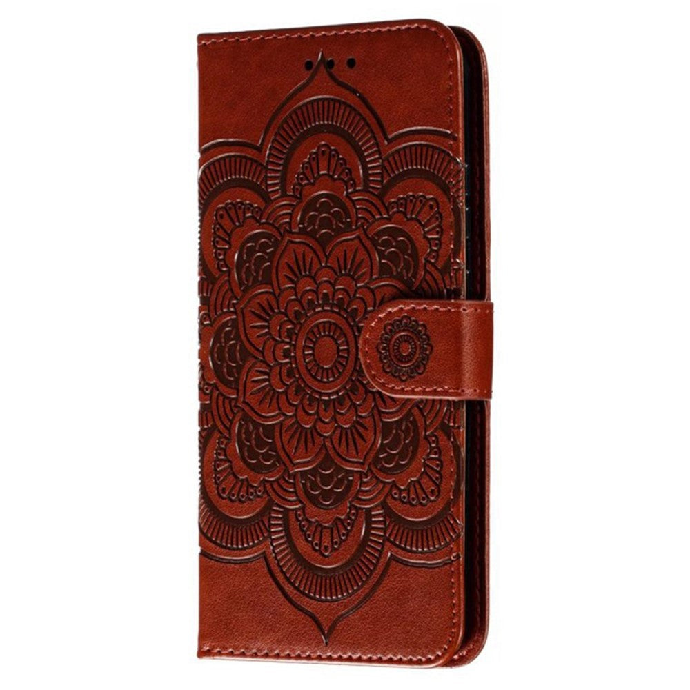 Til Samsung Galaxy A37 5G Etui PU Læder Mandala Præget Design Pung Telefoncover med Håndrem