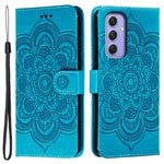 Til Samsung Galaxy A37 5G Etui PU Læder Mandala Præget Design Pung Telefoncover med Håndrem