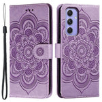 Til Samsung Galaxy A37 5G Etui PU Læder Mandala Præget Design Pung Telefoncover med Håndrem