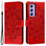 Til Samsung Galaxy A37 5G Etui PU Læder Mandala Præget Design Pung Telefoncover med Håndrem