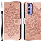 Til Samsung Galaxy A37 5G Etui PU Læder Mandala Præget Design Pung Telefoncover med Håndrem