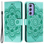 Til Samsung Galaxy A37 5G Etui PU Læder Mandala Præget Design Pung Telefoncover med Håndrem