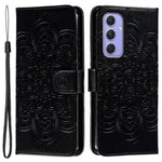 Til Samsung Galaxy A37 5G Etui PU Læder Mandala Præget Design Pung Telefoncover med Håndrem