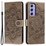 For Samsung Galaxy A57 5G Case PU Leather Mandala Imprinted Design Wallet Phone Cover with Wrist Strap
