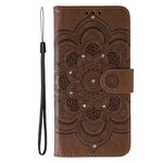 Til Samsung Galaxy A57 5G Etui Rhinestone Indlæg PU Læder Mandala Præg Telefoncover med Håndrem