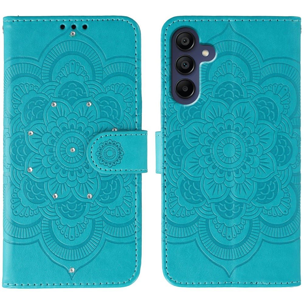 Til Samsung Galaxy A57 5G Etui Rhinestone Indlæg PU Læder Mandala Præg Telefoncover med Håndrem