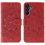 Til Samsung Galaxy A57 5G Etui Rhinestone Indlæg PU Læder Mandala Præg Telefoncover med Håndrem