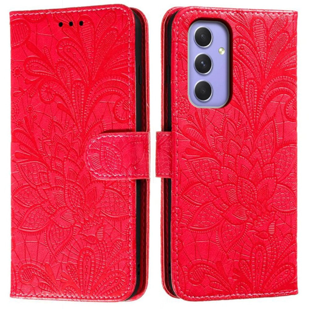 For Samsung Galaxy A37 5G Case Lace Flowers PU Leather Flip Wallet Phone Cover