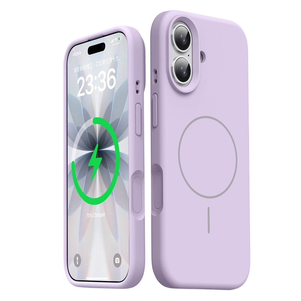 For iPhone 16 Magnetic Case Skin-Friendly Liquid Silicone + PC Phone Cover Compatible with MagSafe