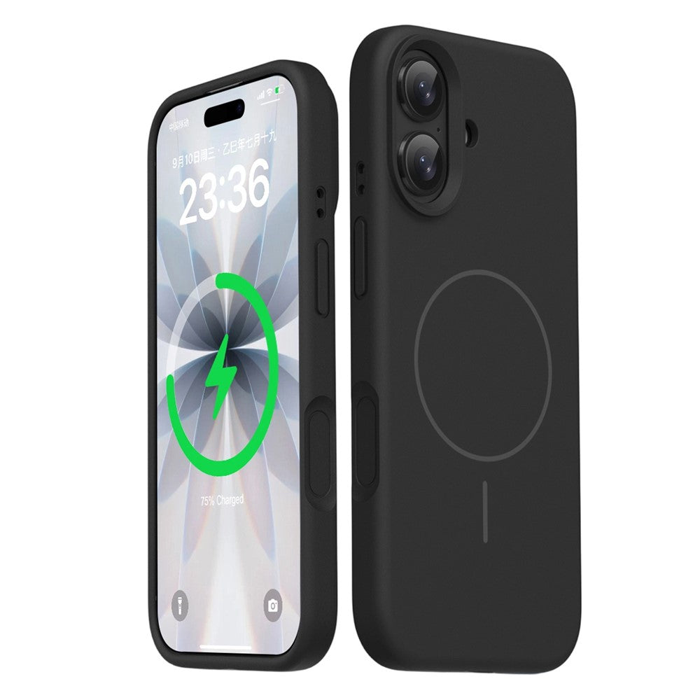 For iPhone 16 Magnetic Case Skin-Friendly Liquid Silicone + PC Phone Cover Compatible with MagSafe