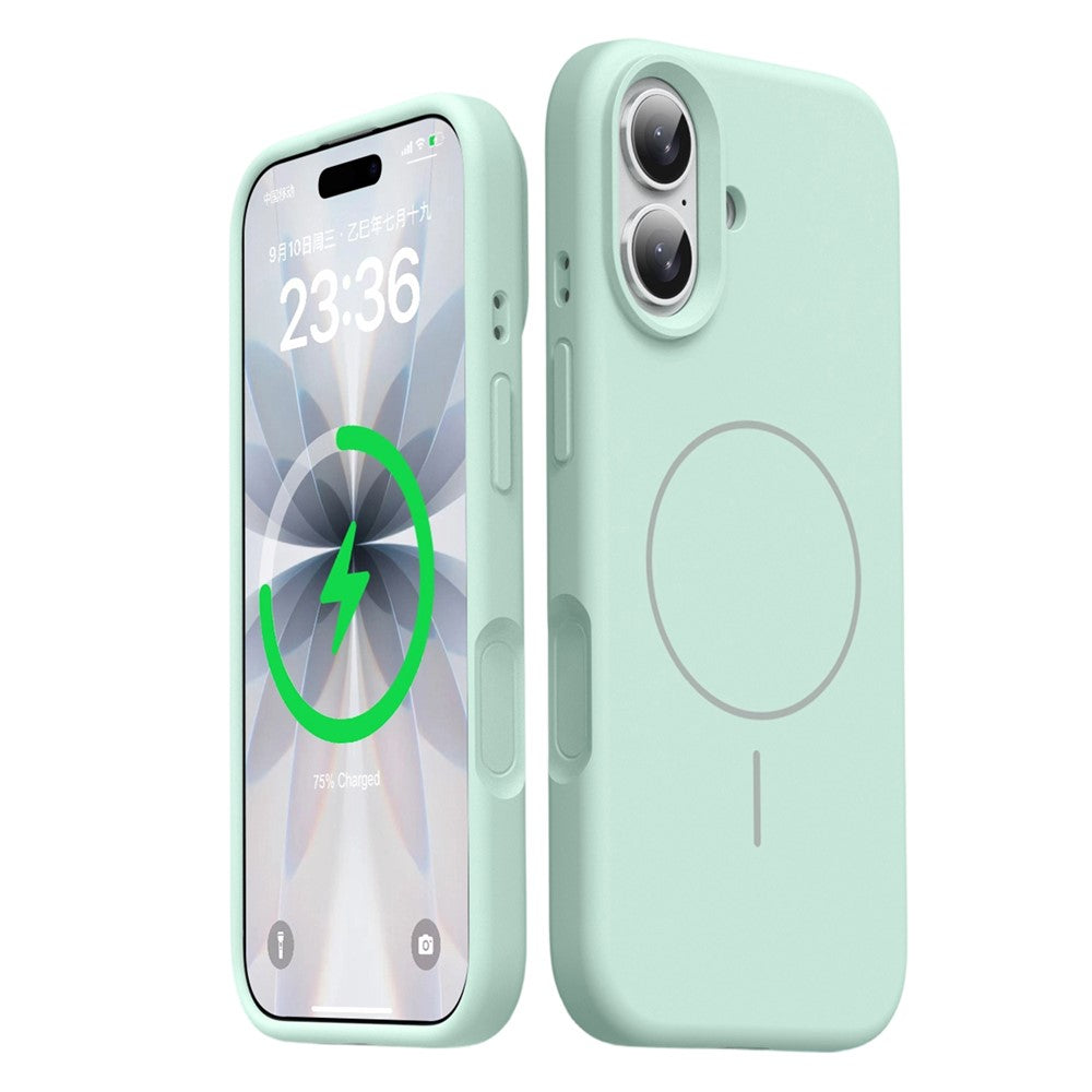 For iPhone 16 Magnetic Case Skin-Friendly Liquid Silicone + PC Phone Cover Compatible with MagSafe