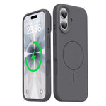 For iPhone 16 Magnetic Case Skin-Friendly Liquid Silicone + PC Phone Cover Compatible with MagSafe
