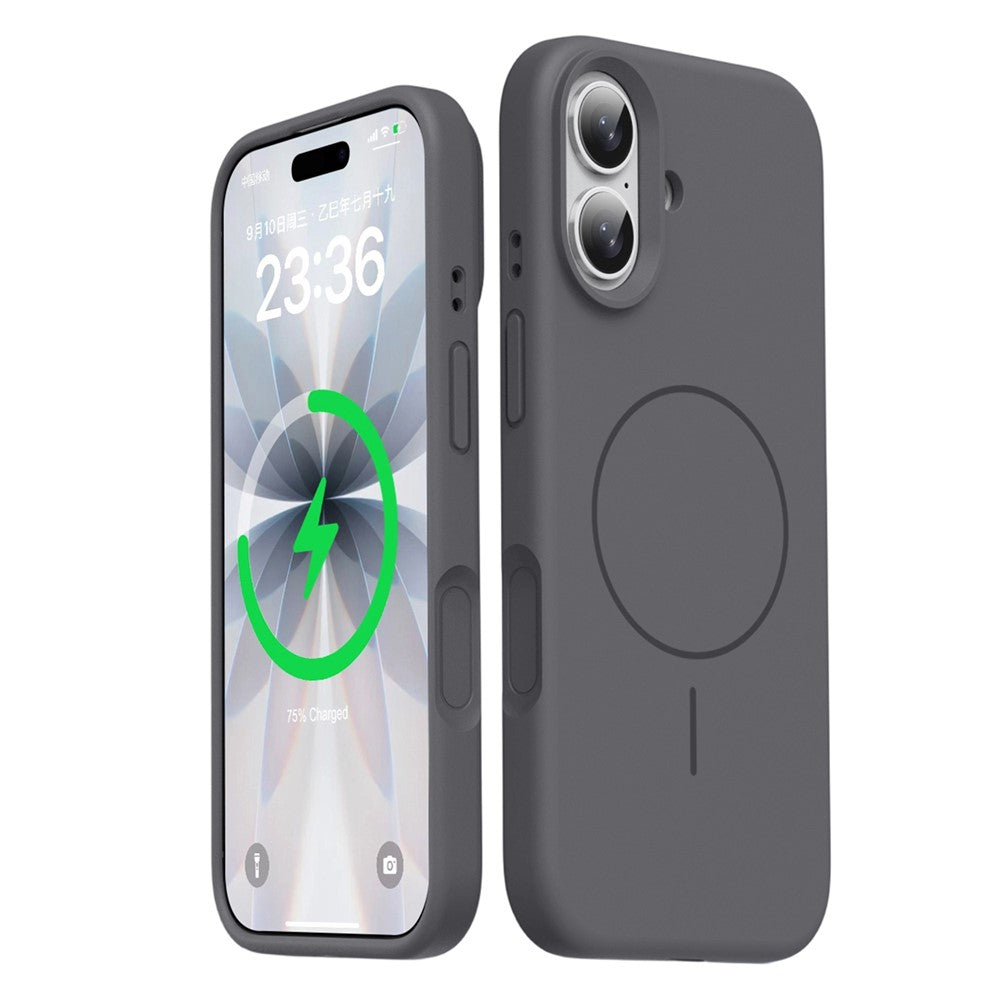 For iPhone 16 Magnetic Case Skin-Friendly Liquid Silicone + PC Phone Cover Compatible with MagSafe