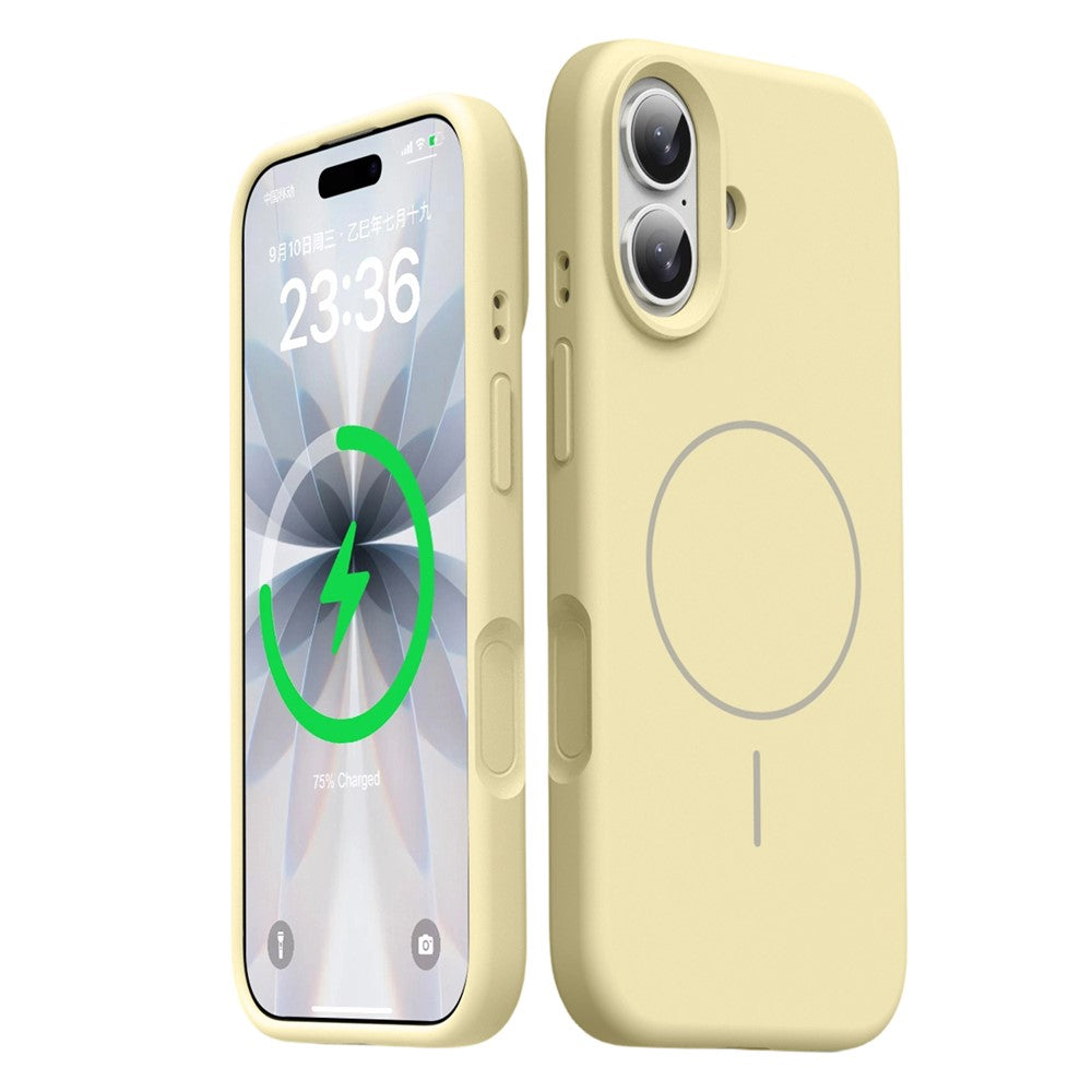 For iPhone 16 Magnetic Case Skin-Friendly Liquid Silicone + PC Phone Cover Compatible with MagSafe
