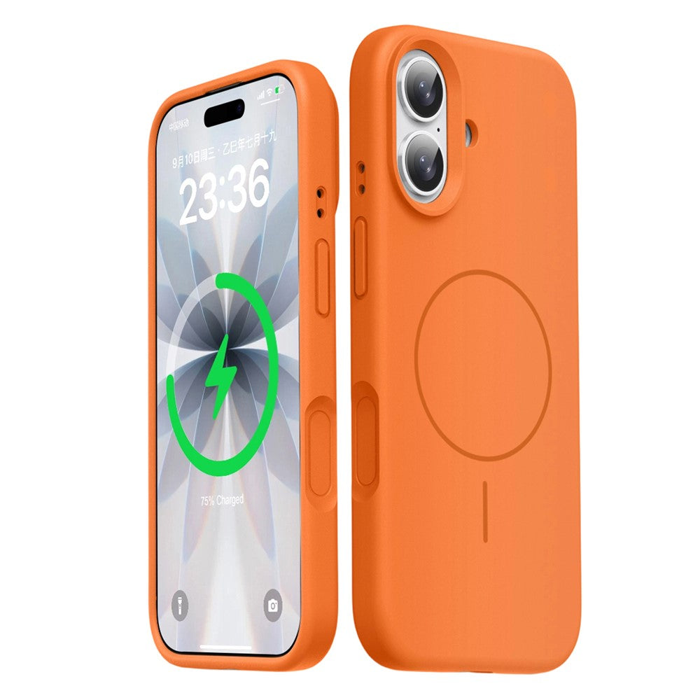 For iPhone 16 Magnetic Case Skin-Friendly Liquid Silicone + PC Phone Cover Compatible with MagSafe
