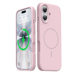 For iPhone 16 Magnetic Case Skin-Friendly Liquid Silicone + PC Phone Cover Compatible with MagSafe