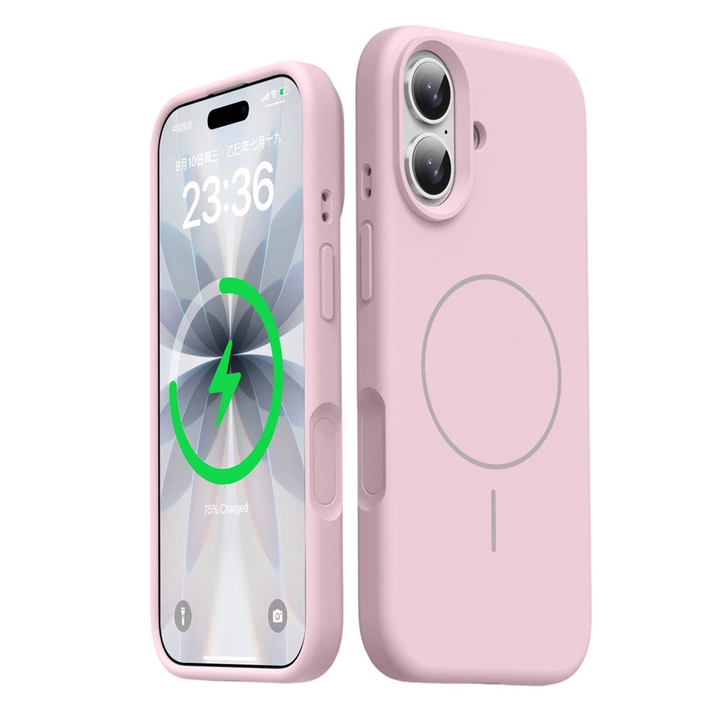 For iPhone 16 Magnetic Case Skin-Friendly Liquid Silicone + PC Phone Cover Compatible with MagSafe