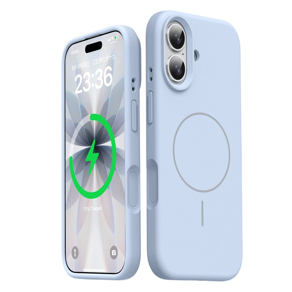 For iPhone 16 Magnetic Case Skin-Friendly Liquid Silicone + PC Phone Cover Compatible with MagSafe