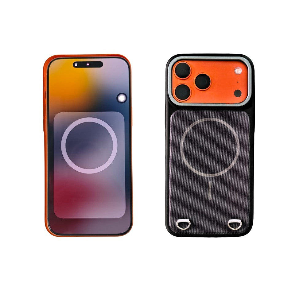 For iPhone 18 Pro / 17 Pro Case Compatible with MagSafe Skin Touch Synthetic Leather + PC Phone Back Cover with Card Slot