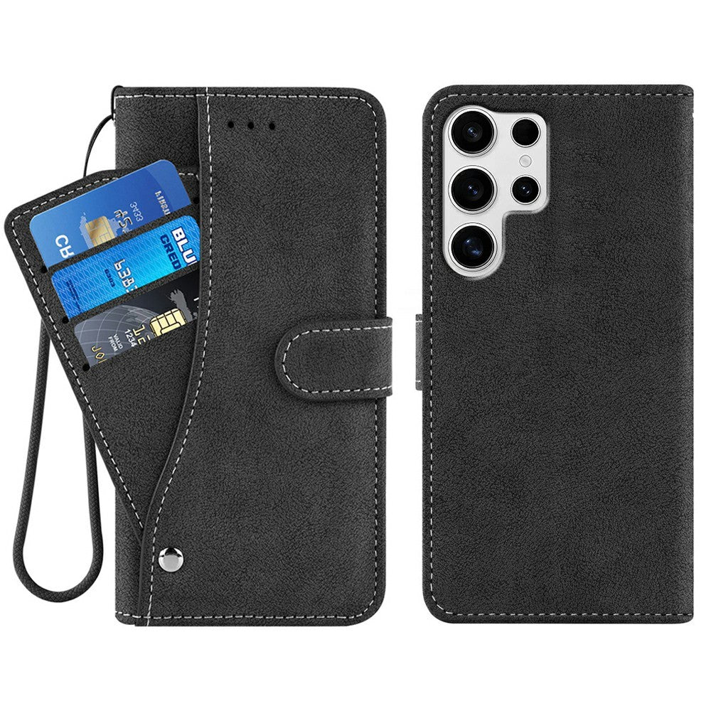 For Samsung Galaxy S26 Ultra Case Retro PU Leather Wallet Phone Cover with Rotating Card Slots Holder