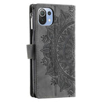 Xiaomi 11 Lite 5G NE / Mi 11 Lite 5G / 4G Blixtlåsficka mobilskal Mandala Blomma Präglat PU-läder Stativ Skal Flera Kortfackar Plånbok