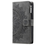 Samsung Galaxy S20 Ultra Mandala Blomma Präglat Blixtlåsficka Mobilskal PU Läder Stativskydd Flera Kortfackar Plånbok