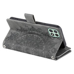 For Samsung Galaxy A22 5G (EU Version) Drop-proof Phone Case Zipper Pocket Wallet Mandala Flower Imprinted PU Leather Stand Cover Multiple Card Slots
