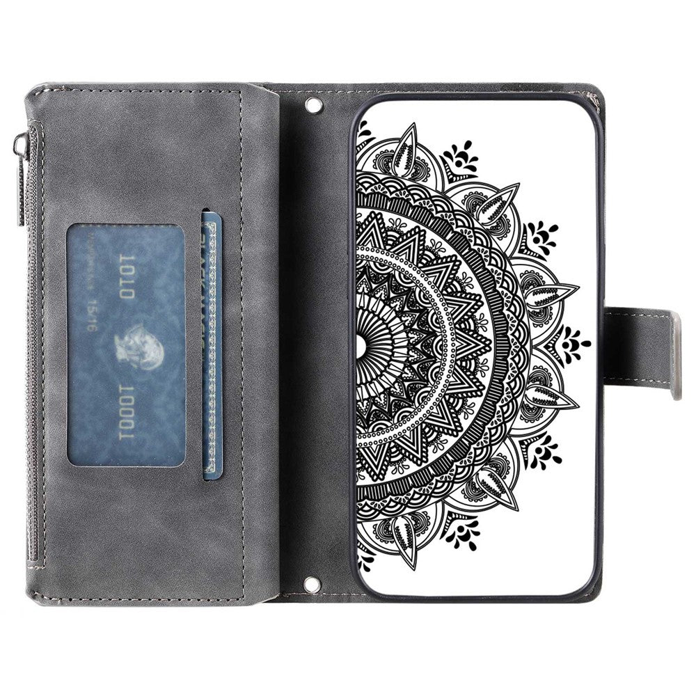 For Xiaomi Redmi Note 11 4G (Qualcomm) / Redmi Note 11S 4G PU Leather Stand Cover Multiple Card Slots Wallet Zipper Pocket Mandala Flower Imprinted Phone Case