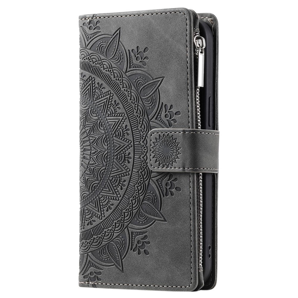 For Xiaomi Redmi Note 11 4G (Qualcomm) / Redmi Note 11S 4G PU Leather Stand Cover Multiple Card Slots Wallet Zipper Pocket Mandala Flower Imprinted Phone Case
