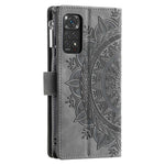 For Xiaomi Redmi Note 11 4G (Qualcomm) / Redmi Note 11S 4G PU Leather Stand Cover Multiple Card Slots Wallet Zipper Pocket Mandala Flower Imprinted Phone Case